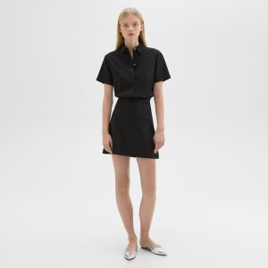 Short-Sleeve A-Line Dress in Good Linen