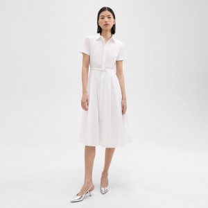 Short-Sleeve Shirt Dress in Good Cotton