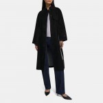 Belted Trench Coat in Cotton-Bonded Suede