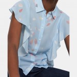 Ruffled Shirt in Floral Silk