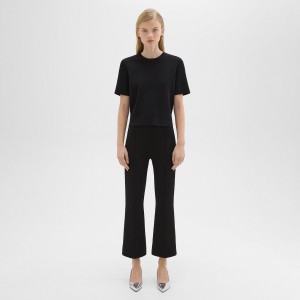 Cropped Flare Pant in Crepe Knit