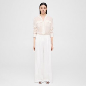 Pleated Low-Rise Pant in Linen