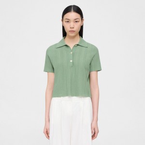 Cropped Polo in Cotton-Blend