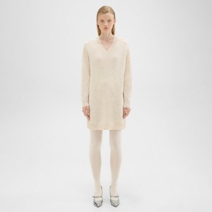 V-Neck Sweater Dress in Donegal Wool-Cashmere