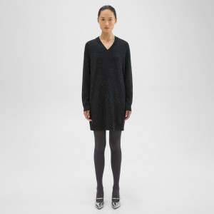 V-Neck Sweater Dress in Donegal Wool-Cashmere
