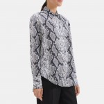 Relaxed Shirt in Python-Printed Silk Georgette