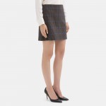 Mini Skirt in Windowpane Wool-Blend
