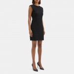 Cap-Sleeve Shift Dress in Textured Ponte