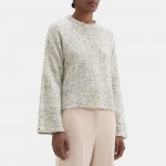 Ribbed Crewneck Sweater in Knit Boucle