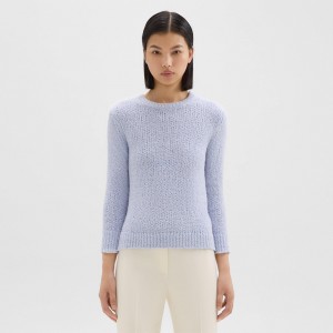Shrunken Crewneck Sweater in Feather Cotton-Blend