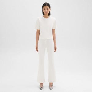 Flared Full Length Pant in Crepe Knit