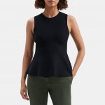 Sleeveless Peplum Top in Compact Stretch Knit