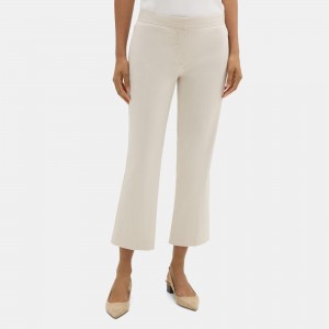 Cropped Flare Pant in Stretch Cotton Twill