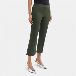 Cropped Flare Pant in Stretch Cotton Twill