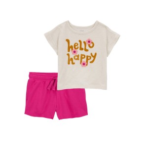Multi Toddler 2-Piece Hello Happy Tee & Pull-On Shorts Set