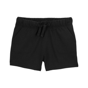 Black Toddler Pull-On Cotton Shorts