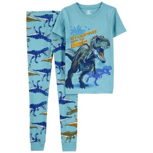 Grey Kid 2-Piece Dinosaur 100% Snug Fit Cotton Pajamas