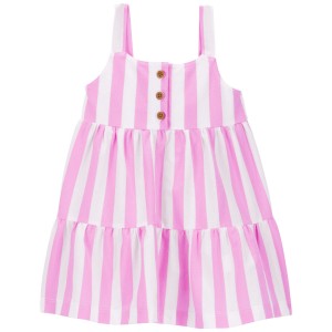 Pink/White Baby Striped Tank Jersey Dress