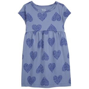 Blue Toddler Heart Jersey Dress