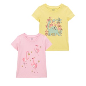 Multi Toddler 2-Pack Dinosaur & Flamingo Graphic Tees