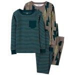 Multi Kid 4-Piece Lightning Stripe 100% Snug Fit Cotton Pajamas