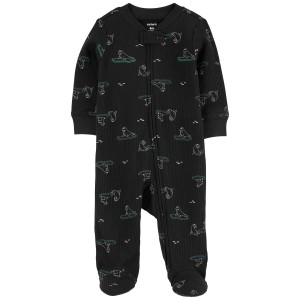 Black Baby Animal Print 2-Way Zip Sleep & Play Pajamas