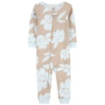Khaki Toddler 1-Piece Floral 100% Snug Fit Cotton Footless Pajamas