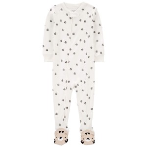 Ivory Baby 1-Piece Tiger Paw 100% Snug Fit Cotton Footie Pajamas