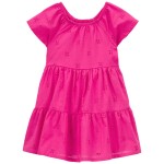 Pink Toddler Eyelet Tiered Dress