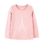 Pink Kid Eiffel Tower Graphic Tee