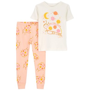 Ivory/Peach Baby 2-Piece Ladybug 100% Snug Fit Cotton Pajamas