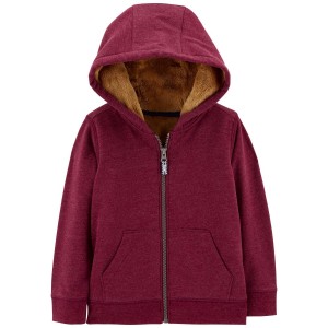 Red Baby Fuzzy-Lined Hoodie