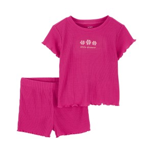 Pink Toddler 2-Piece Little Dreamer Loose Fit Pajama Set