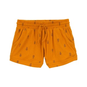 Gold Kid Pineapple Pull-On Knit Gauze Shorts