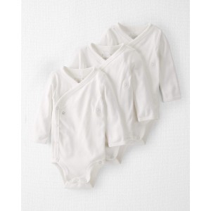 White Baby 3-Pack Organic Cotton Snap Bodysuits