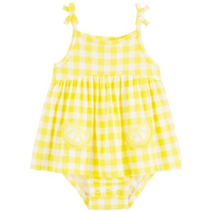 Yellow Baby Lemon Gingham Sunsuit