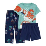 Blue Toddler 3-Piece Robot Loose Fit Pajamas
