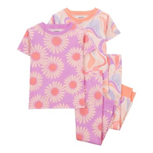 Pink Baby 4-Piece Daisy 100% Snug Fit Cotton Pajamas