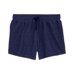 Navy Kid Knit Denim Pull-On French Terry Shorts