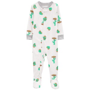 Ivory Toddler 1-Piece Cactus 100% Snug Fit Cotton Footie Pajamas