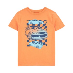 Orange Kid Race Car Graphic Tee