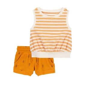 Multi Toddler 2-Piece Striped Terry Tank & Pull-On Shorts Set
