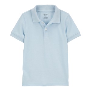 Blue Baby Ribbed Collar Polo Shirt