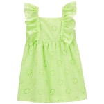 Green Toddler Eyelet Flutter Dress