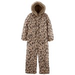 Brown Kid Leopard Fleece-Lined Snowsuit