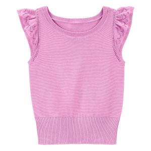 Pink Kid Sweater Knit Flutter Top