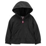 Black Ruffle Athletic Toddler Peplum Mid-Weight Fleece-Lined Jacket