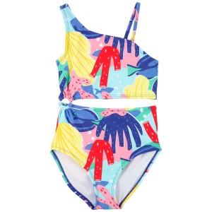 Multi Kid 1-Piece Cut-Out Coral Swimsuit