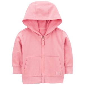 Pink Baby Zip-Front French Terry Hoodie
