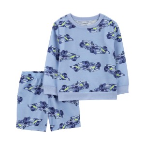 Blue Toddler 2-Piece Racing Fleece Pajama Set